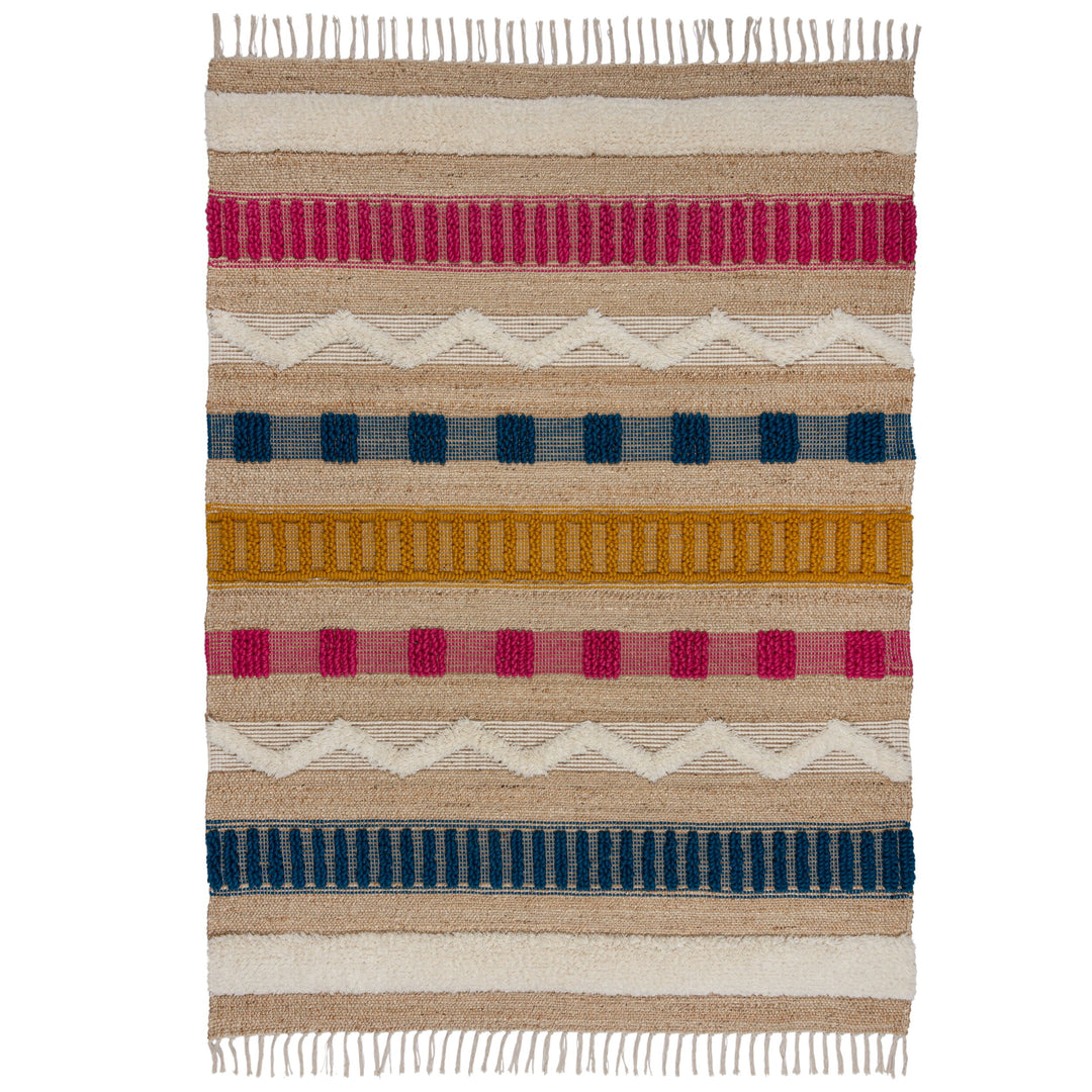 tapis medina en jute multicolore sur fond blanc#couleur_multicolore