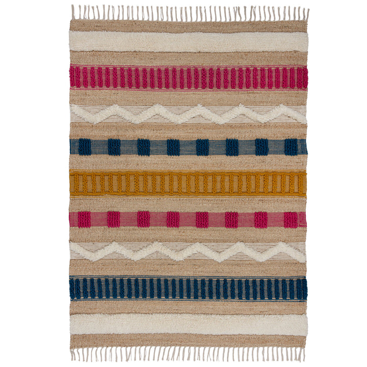 tapis medina en jute multicolore sur fond blanc#couleur_multicolore