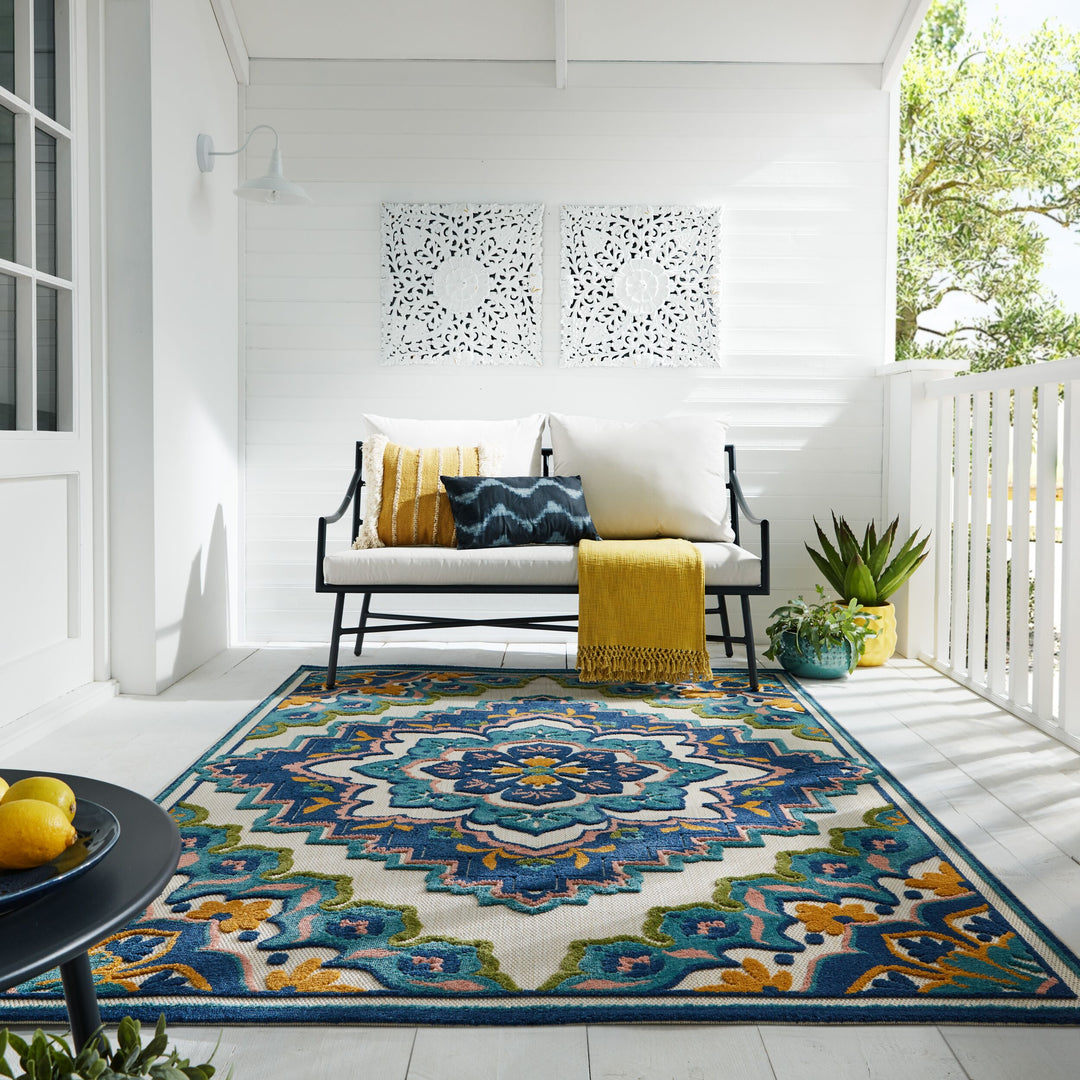 tapis outdoor a motif floral miami