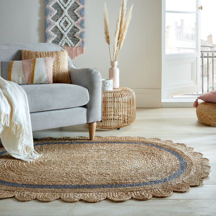 magnifique tapis en veritable jute tisse a la main