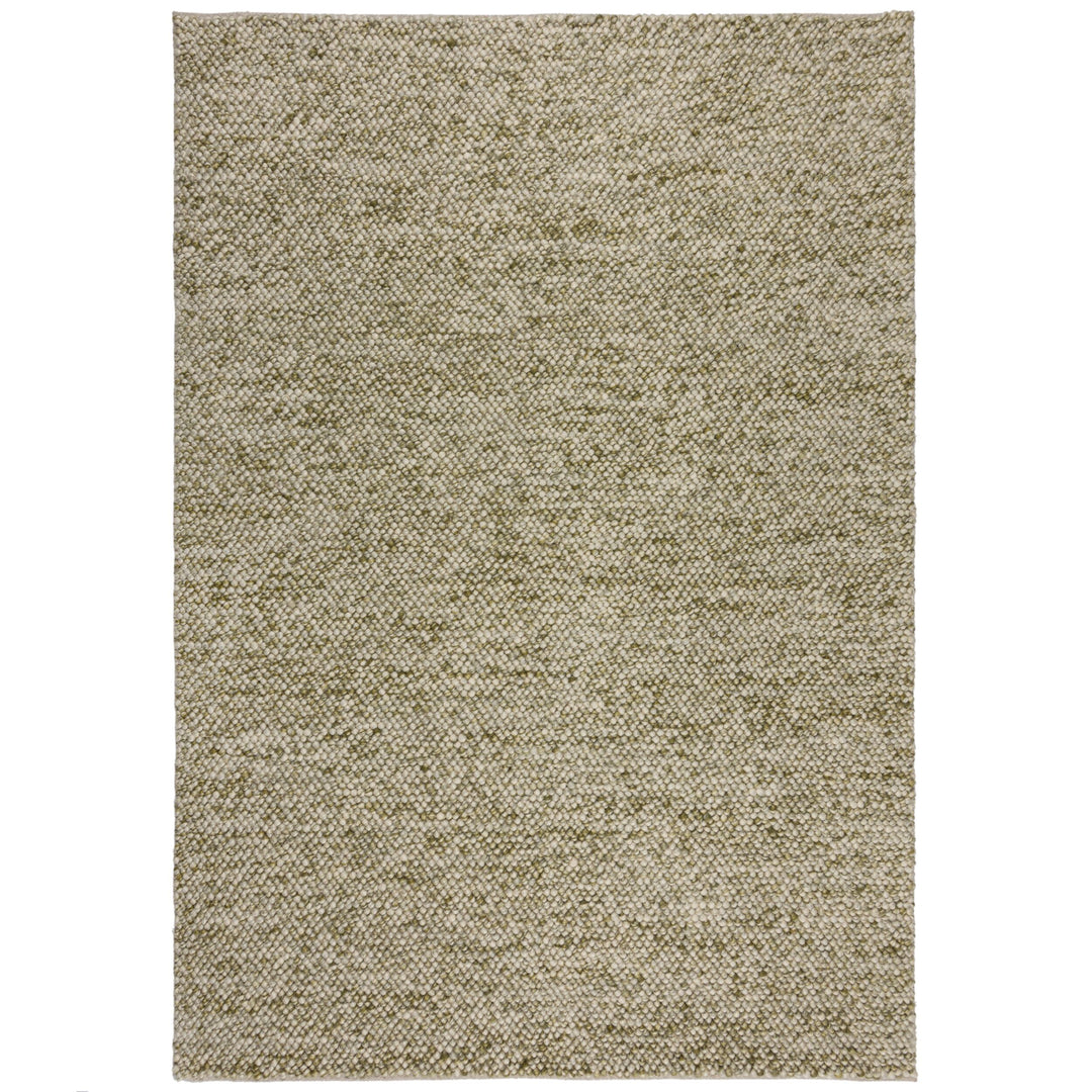 tapis de salon vert en laine bouclee sur fond blanc#couleur_vert