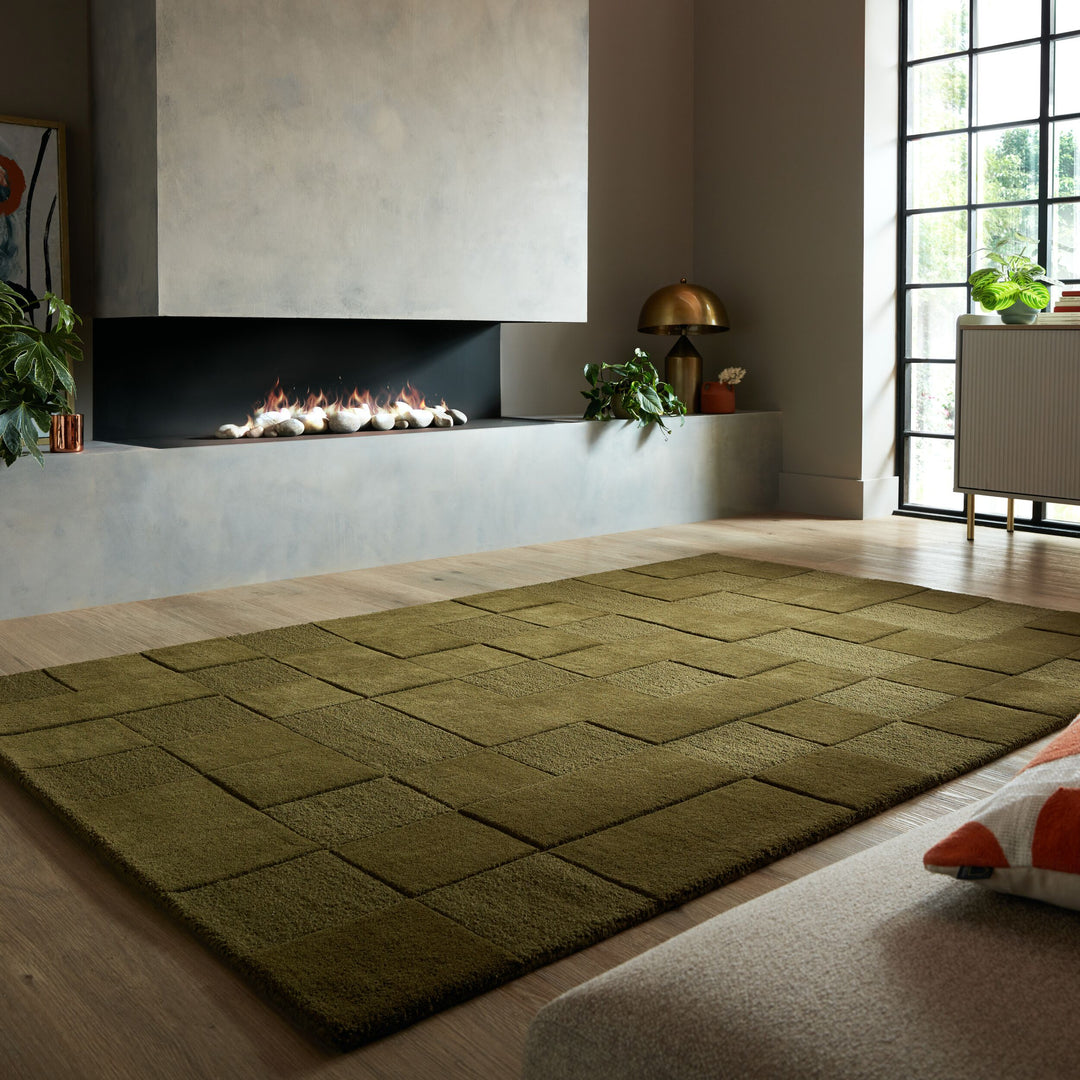 tapis a damier haut de gamme vert olive;#couleur_vert