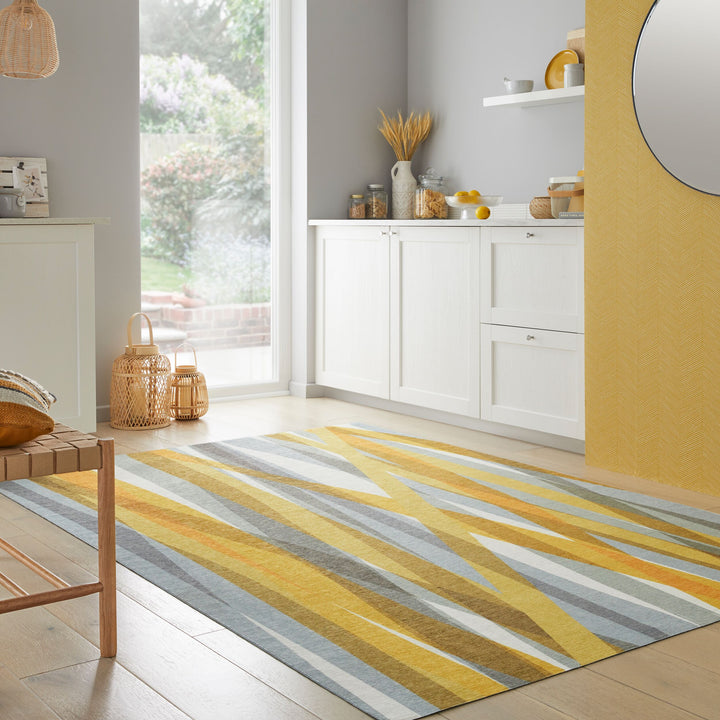 tapis lavable jaune