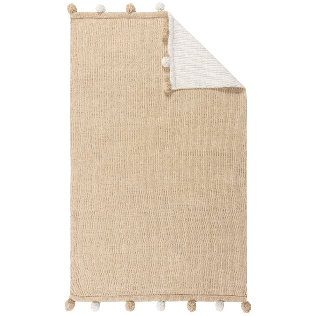 image montrant le tapis pompom beige pour enfant sur fond blanc#couleur_beige