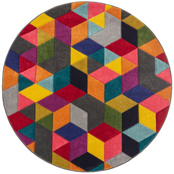 magnifique tapis rond au design couleure