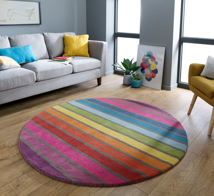 tapis rond en laine multicolore candy