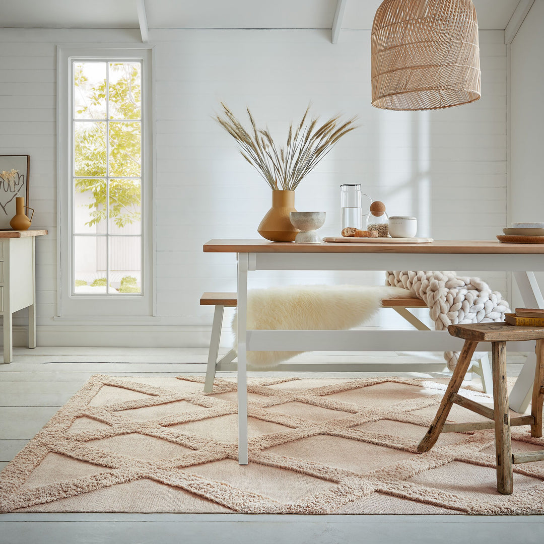 tapis en coton pour salle a manger beige