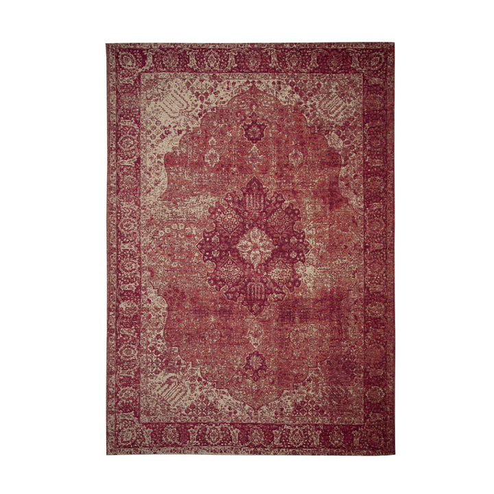 tapis de salon vintage rouge sur fond blanc#couleur_rouge